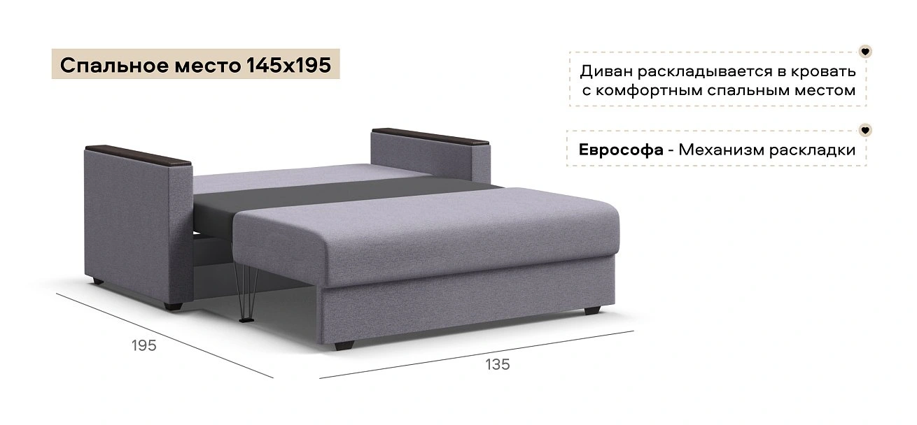 Диван Атланта двухместный Рогожка Мальмо платина