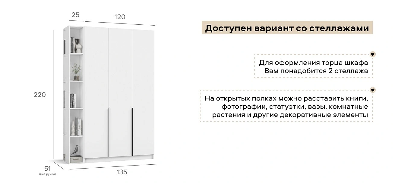 Босс Стандарт 120*220 шкаф распашной 3Д 01 Белый