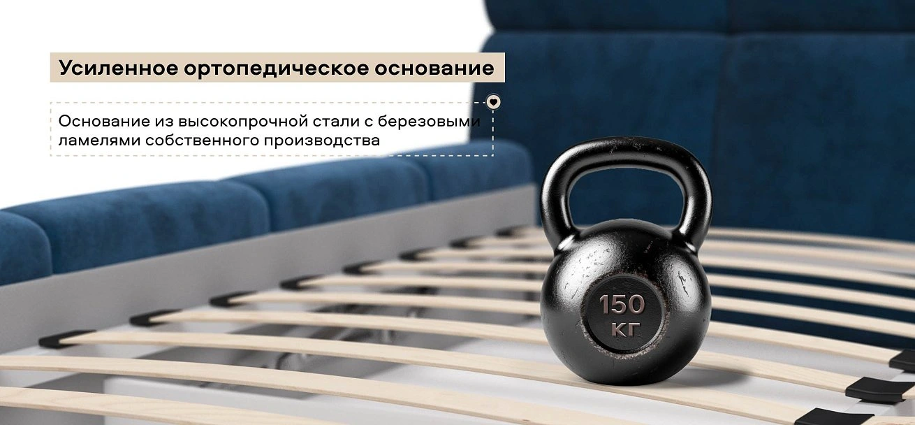 Босс Дрим Кровать+ПМ 160*200 велюр Монолит синий