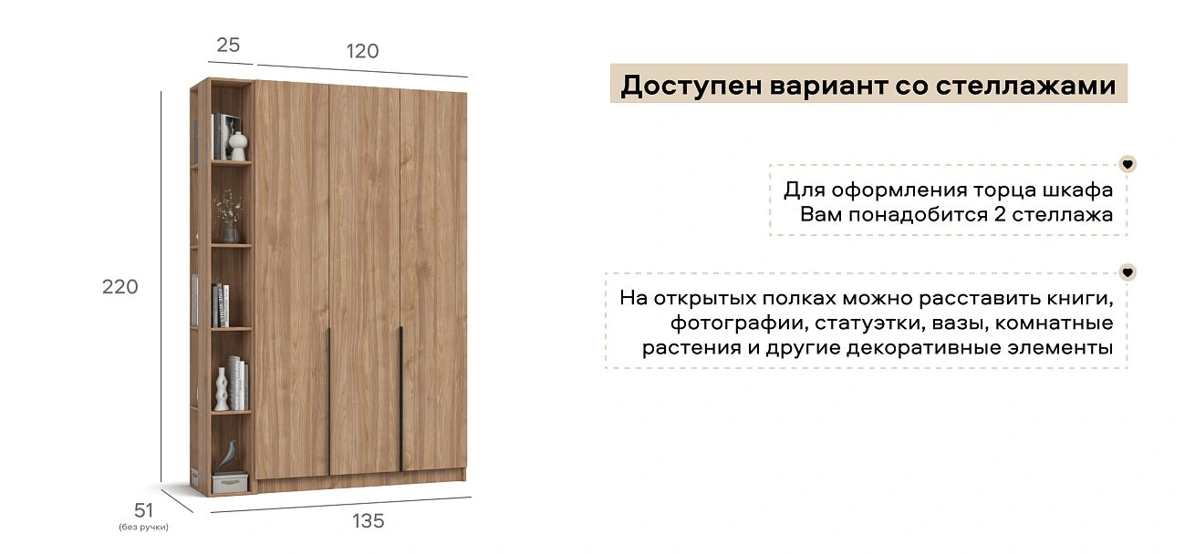 Босс Стандарт 120*220 шкаф распашной 3Д + ящики 01 Орех селект