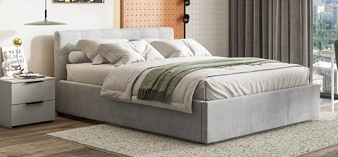 Белла Кровать+ПМ 160*200 велюр Монолит сталь 2