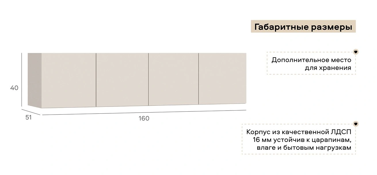 Антресоль 160 4Д Кашемир