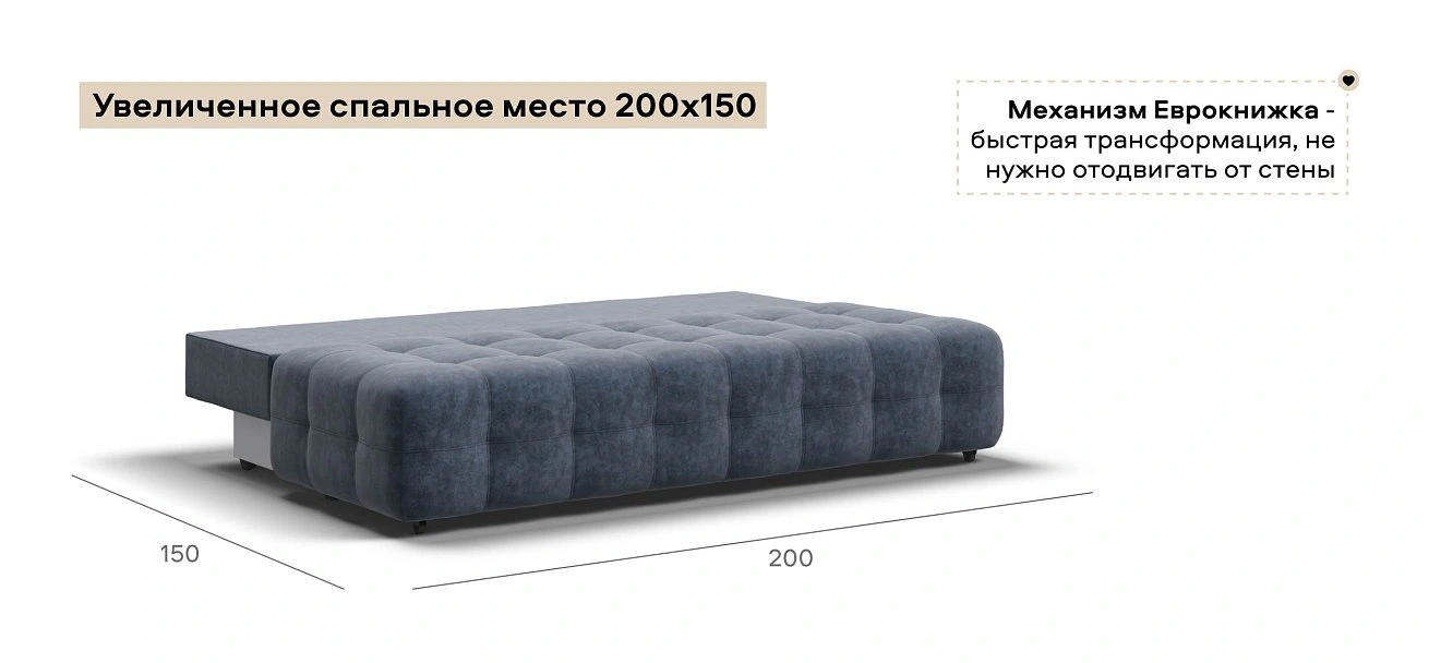 Диван Босс Мини велюр Роял синий