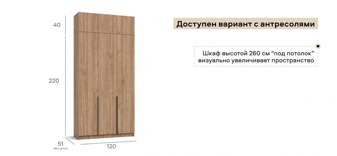 Босс Стандарт 120*220 шкаф распашной 3Д 01 Орех Селект