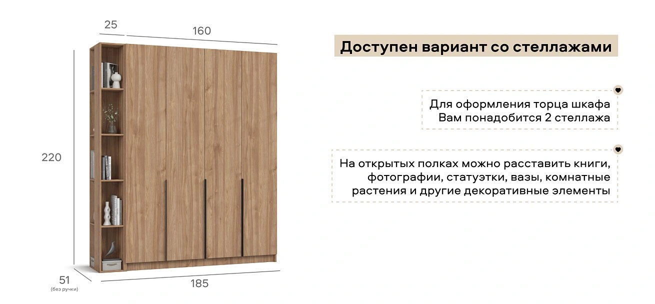 Босс Стандарт 160*220 шкаф распашной 4Д + ящики 01 Орех Селект