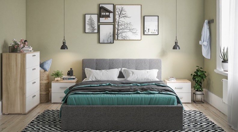 Белла Кровать без ПМ 140*200 Рогожка Мальмо серый