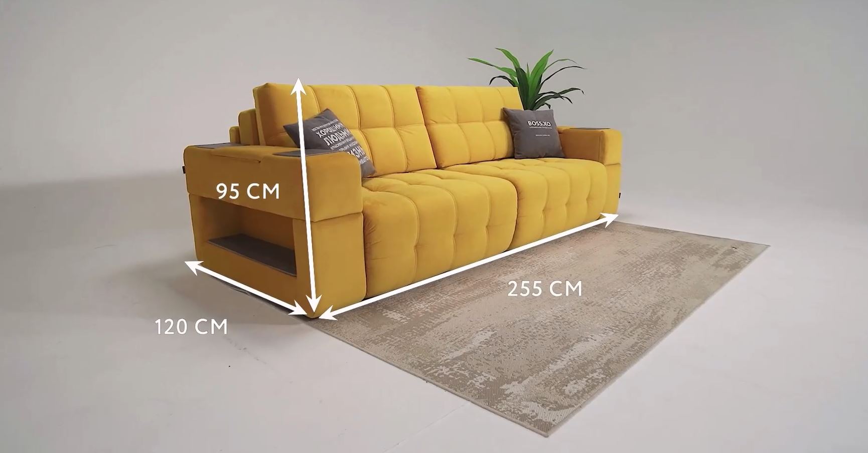 Диван Босс ХО велюр Монолит латте / Снежная Сонома