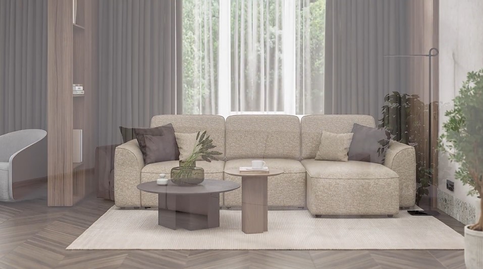 Угловой диван Кинг Шенилл Смарт кварц