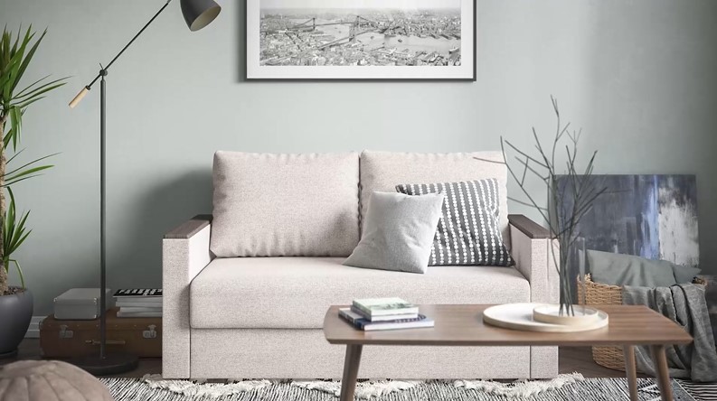 Диван Атланта двухместный Рогожка Мальмо платина