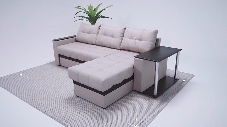 Угловой диван Атланта НПБ Рогожка Мальмо платина