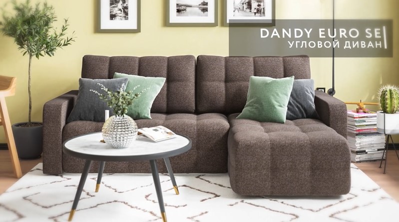 Угловой диван Денди велюр Монолит серый