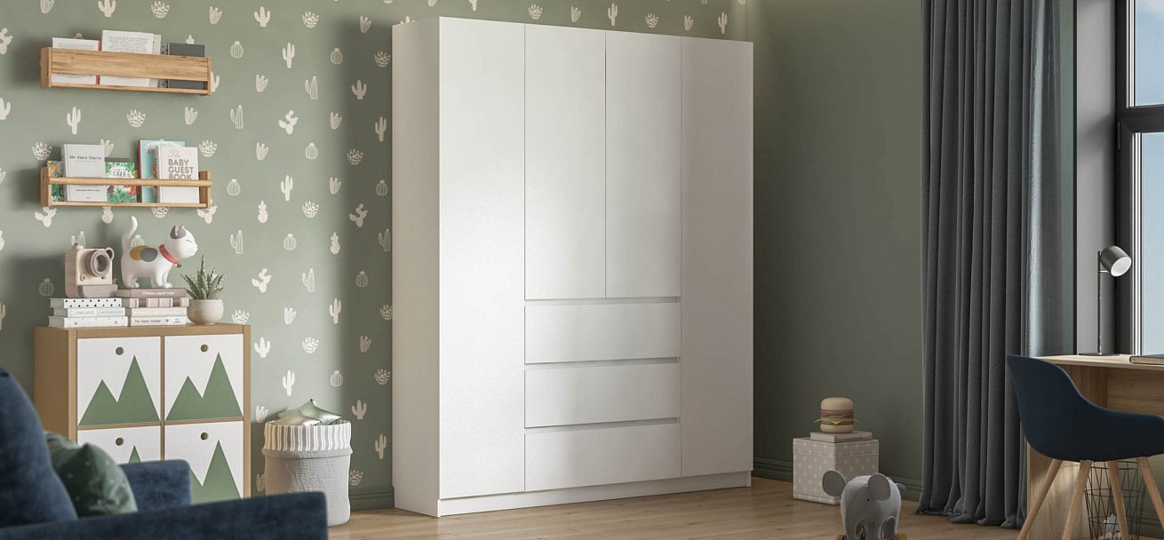 Идея 180 шкаф распашной 4Д+ящики Белый