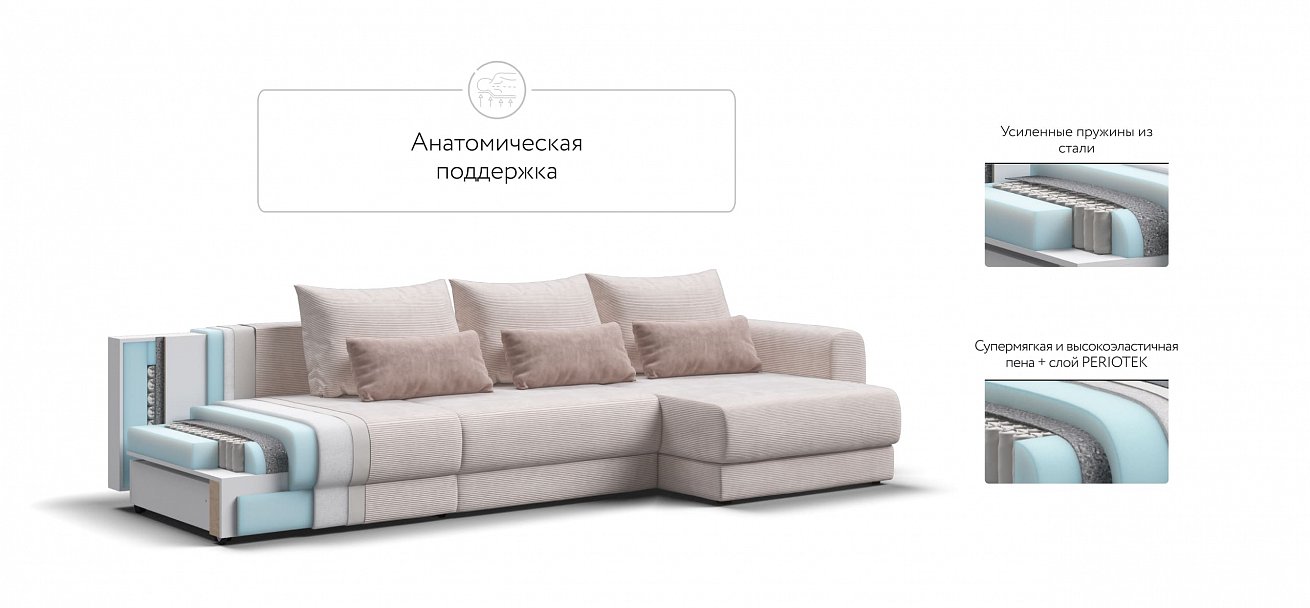 Модульный угловой диван Ричмонд Модуль Макс Вельвет Корд бежевый