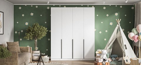 Рим 180 шкаф распашной 4Д 01 Белый 2