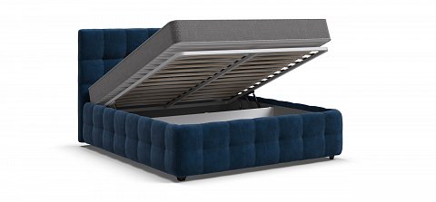Босс Кровать+ПМ 160*200 велюр Монолит синий 3