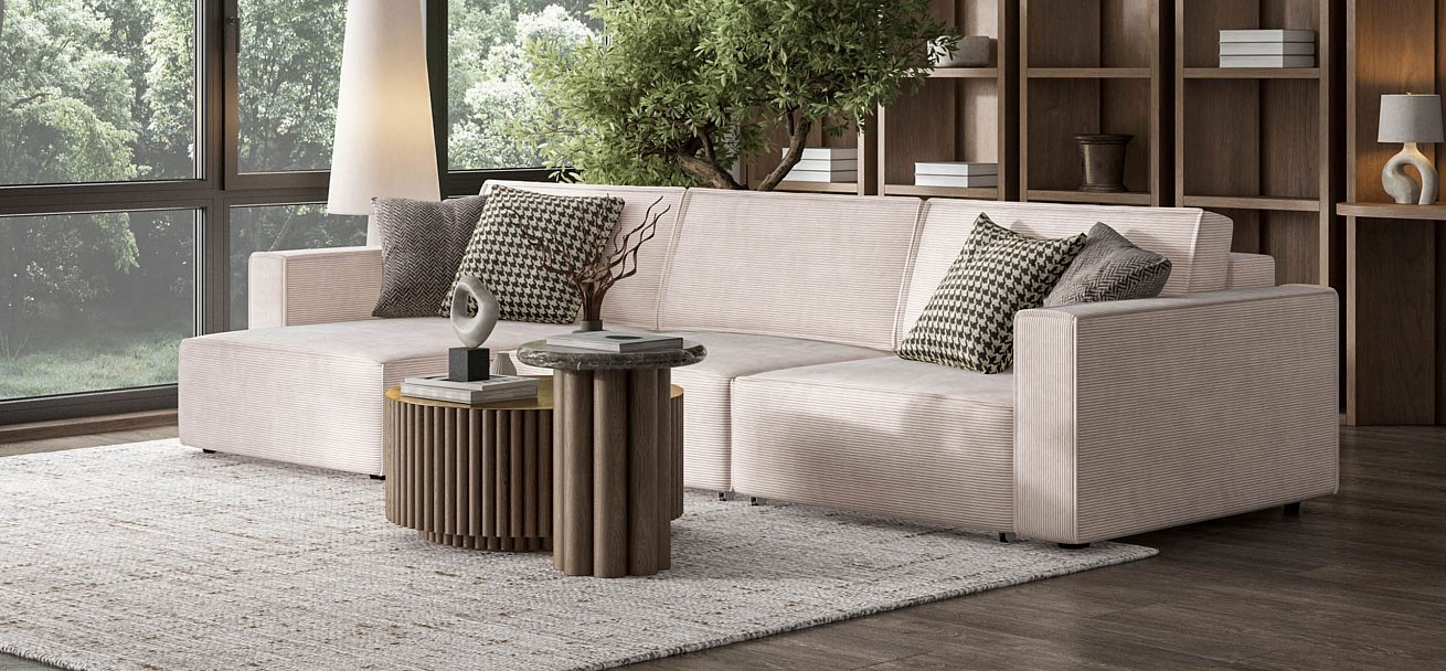 Угловой диван Босс Софт Модуль Макс Вельвет Корд бежевый