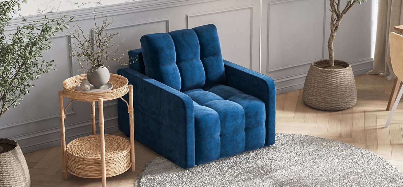 Кресло-кровать Денди Слим велюр Монолит синий