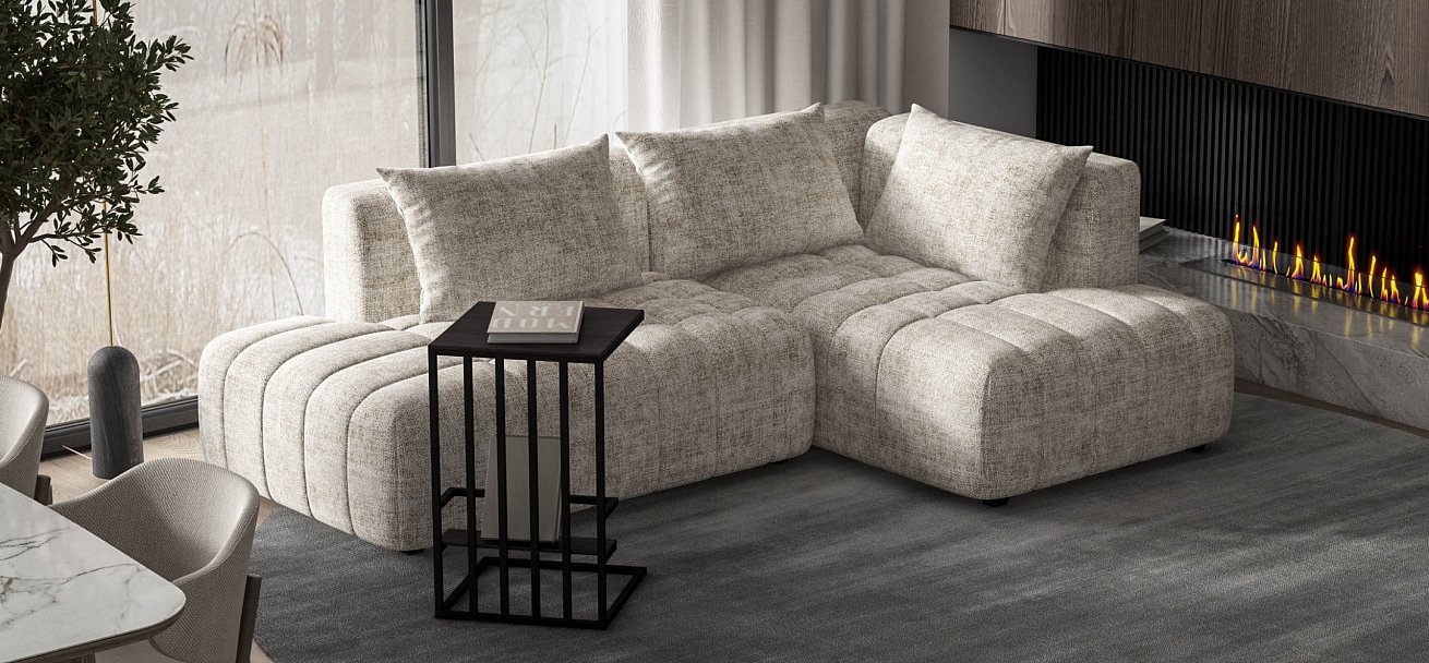 Угловой диван правый Босс Твин Шенилл Смарт кварц