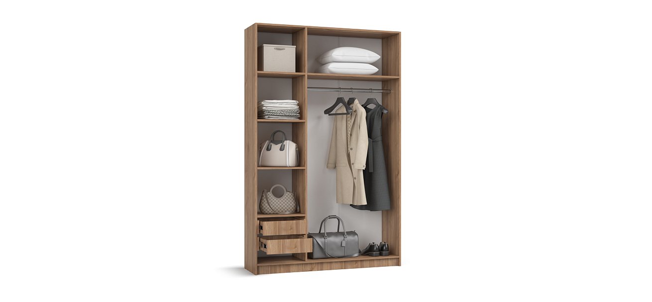 Рим 135 шкаф распашной 3Д+ящики 01 Орех Селект