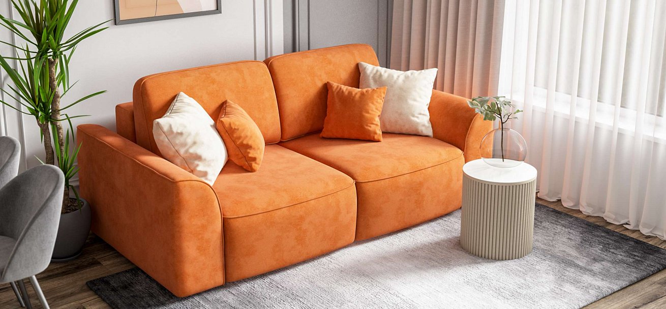 Диван Кинг Модуль велюр Алькантара оранж