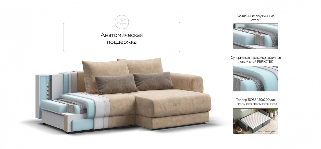 Модульный угловой диван Ричмонд Модуль велюр Роял шампань