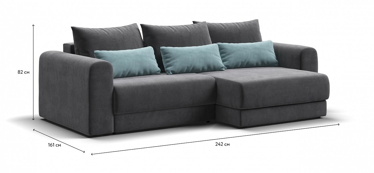 Модульный угловой диван Ричмонд Модуль велюр Монолит серый