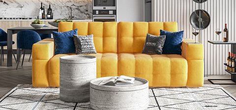 Диван Босс ХО велюр Монолит желтый / Камень 2