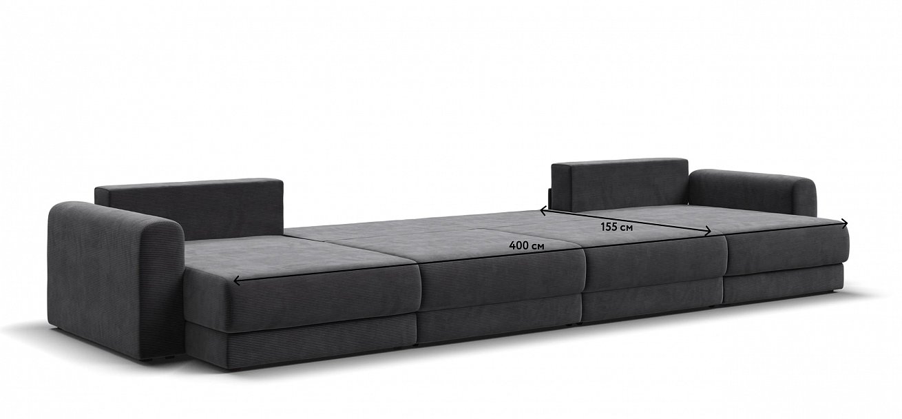 Модульный п-образный диван Ричмонд Модуль Вельвет Корд графит