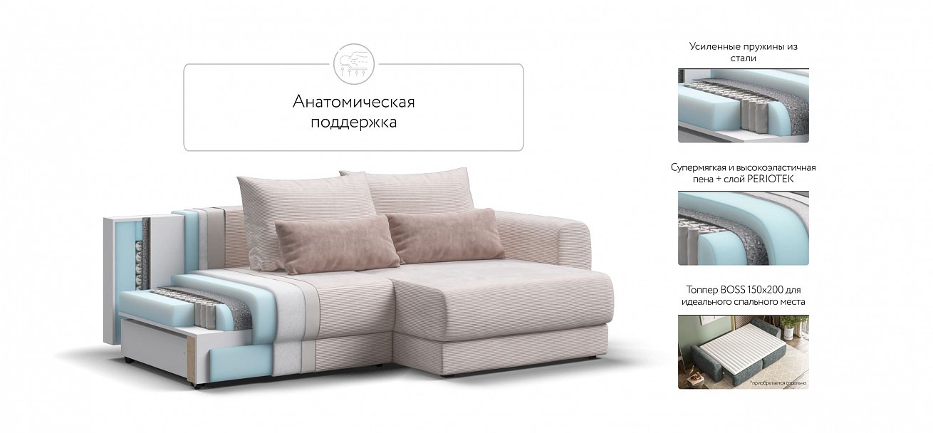 Модульный угловой диван Ричмонд Модуль Вельвет Корд бежевый