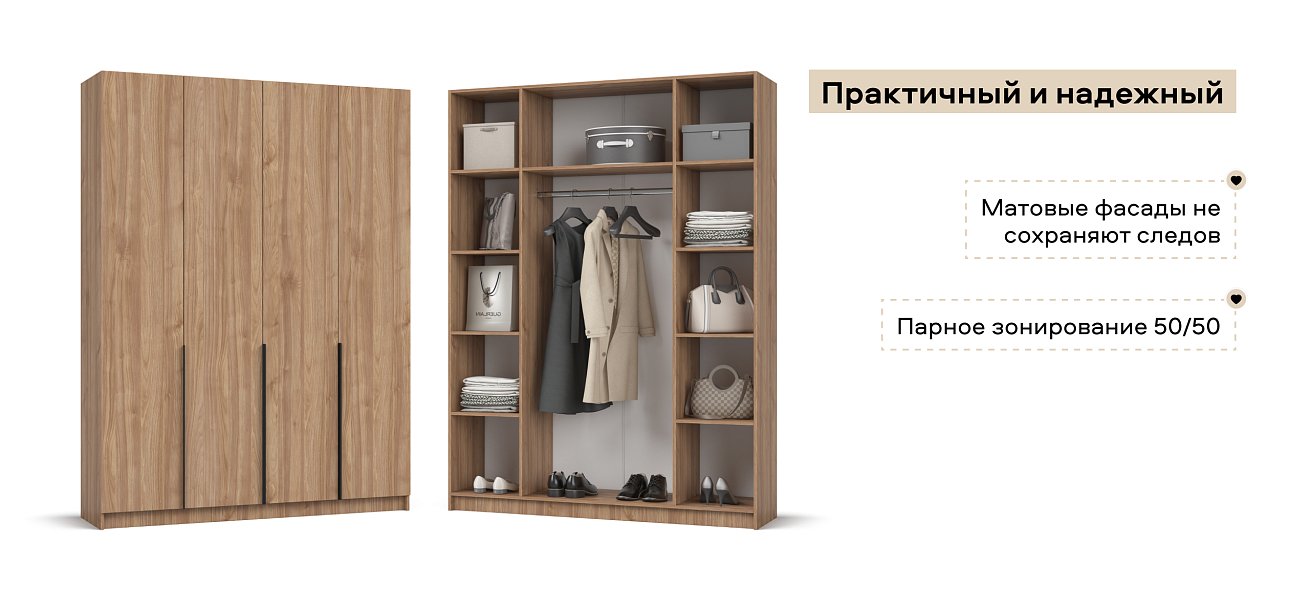 Босс Стандарт 160*220 шкаф распашной 4Д 01 Орех Селект