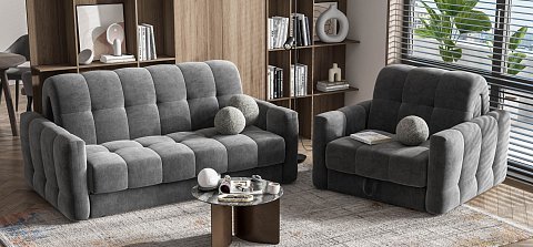 Босс Слип кресло-кровать велюр Монолит серый 3