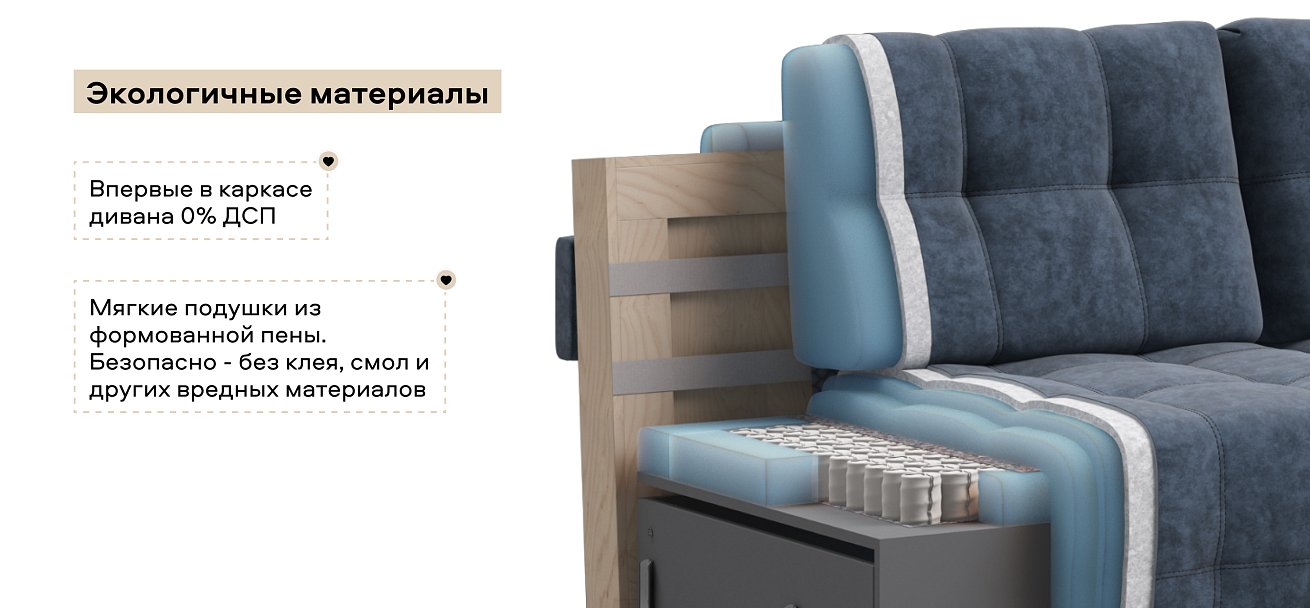 Диван Босс ХО Макс велюр Роял синий / Камень