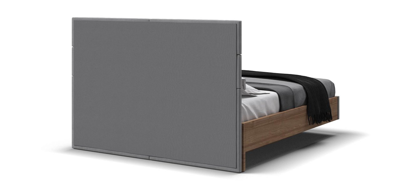 Босс Лофт Кровать+ПМ 160*200 велюр Монолит сталь, Орех селект