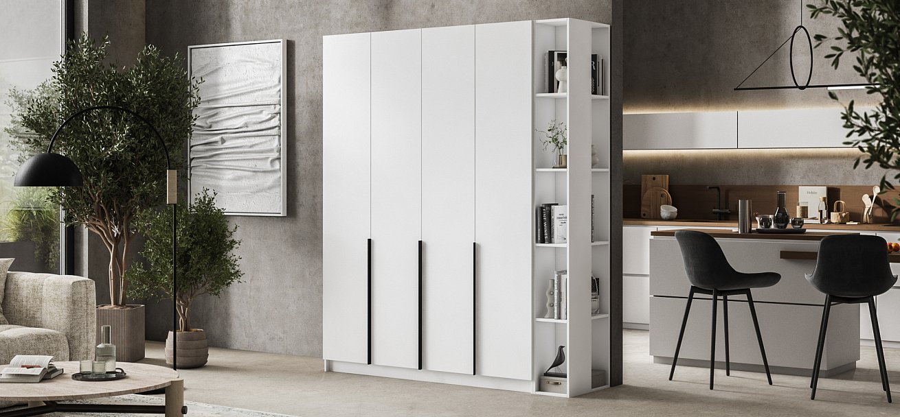 Босс Стандарт 160*220 шкаф распашной 4Д + ящики 01 Белый