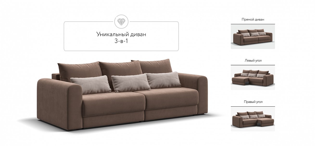 Модульный диван Ричмонд Модуль велюр Монолит мокко