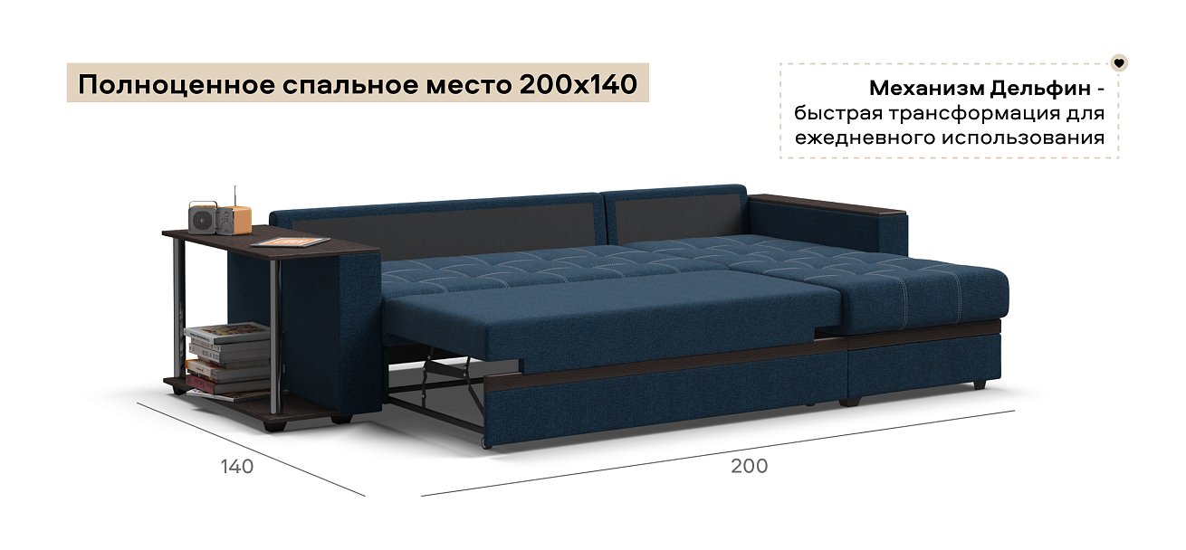 Угловой диван Атланта НПБ Рогожка Мальмо синий