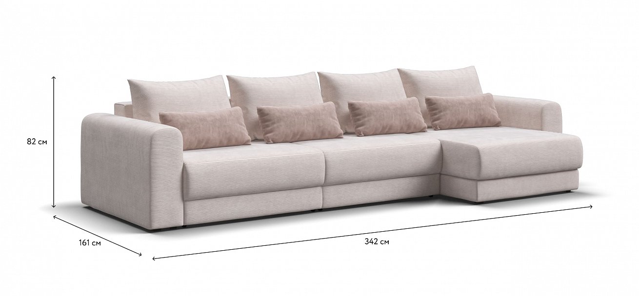 Модульный угловой диван Ричмонд Модуль Макс Вельвет Корд бежевый