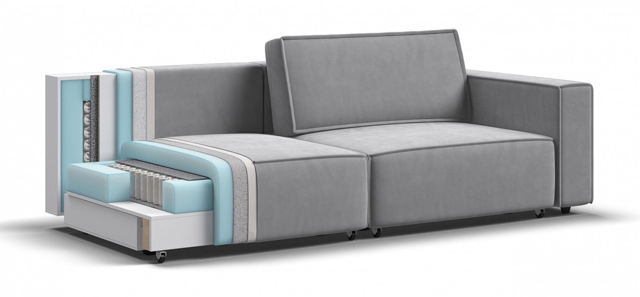 Диван Босс Софт Модуль велюр Монолит сталь