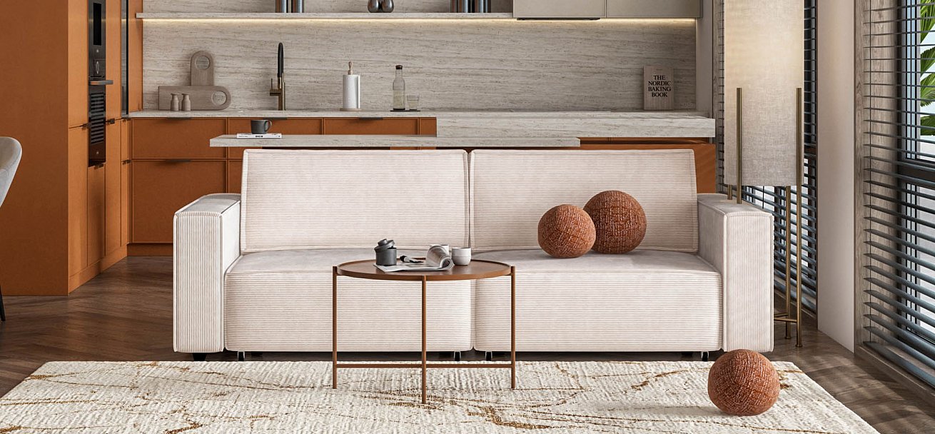 Диван Босс Софт Модуль Вельвет Корд бежевый