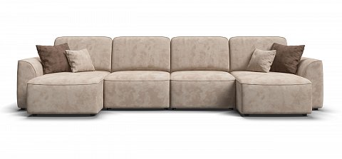 П-образный диван Кинг Модуль велюр Алькантара пепел 2