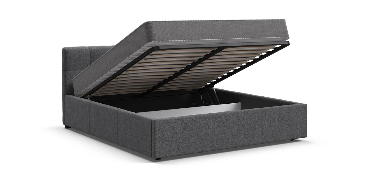 Белла Кровать+ПМ 160*200 Рогожка Мальмо серый