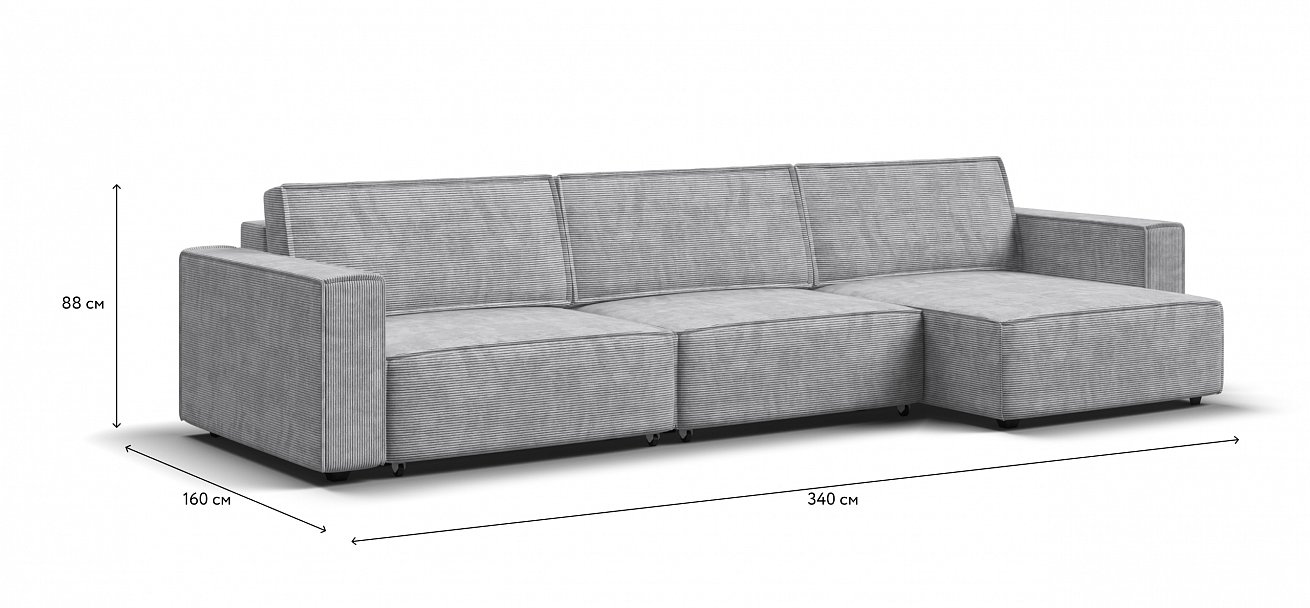 Угловой диван Босс Софт Модуль Макс Вельвет Корд серый