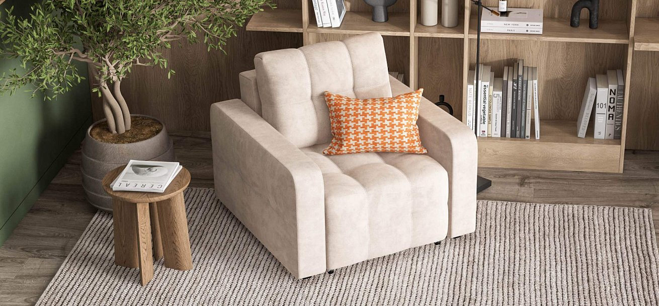 Денди кресло-кровать велюр Монолит латте