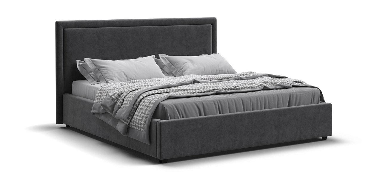 Фрея Кровать+ПМ 160*200 велюр Монолит серый