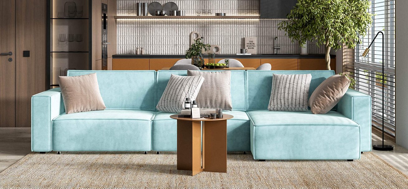 Угловой диван Босс Софт Модуль Макс велюр Монолит аква