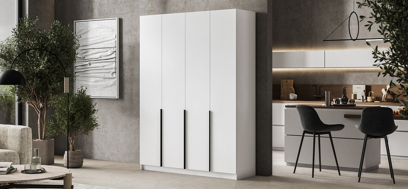 Босс Стандарт 160*220 шкаф распашной 4Д + ящики 01 Белый