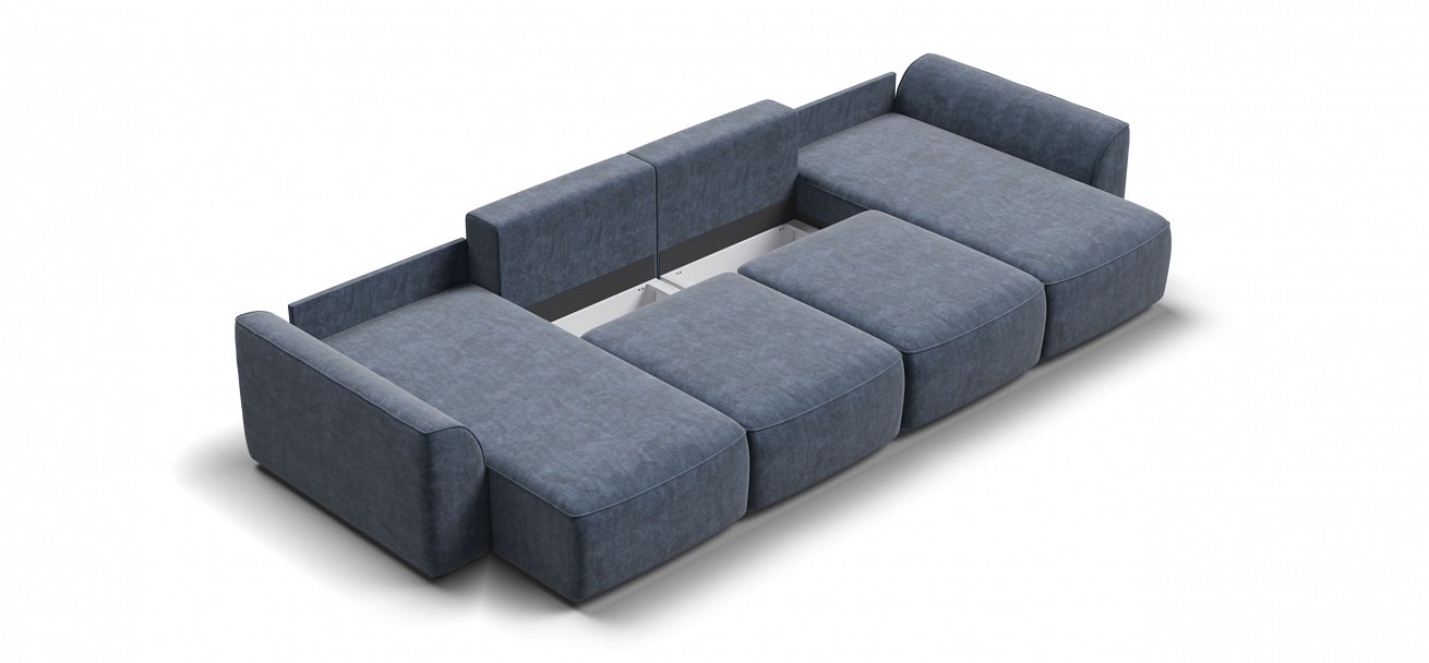 П-образный диван Кинг Модуль велюр Роял синий