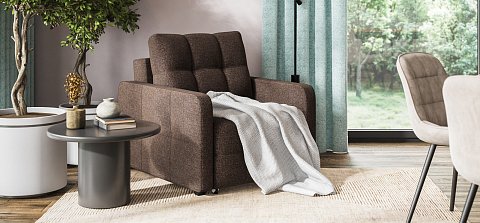 Кресло-кровать Денди Слим Рогожка Мальмо шоколад 2