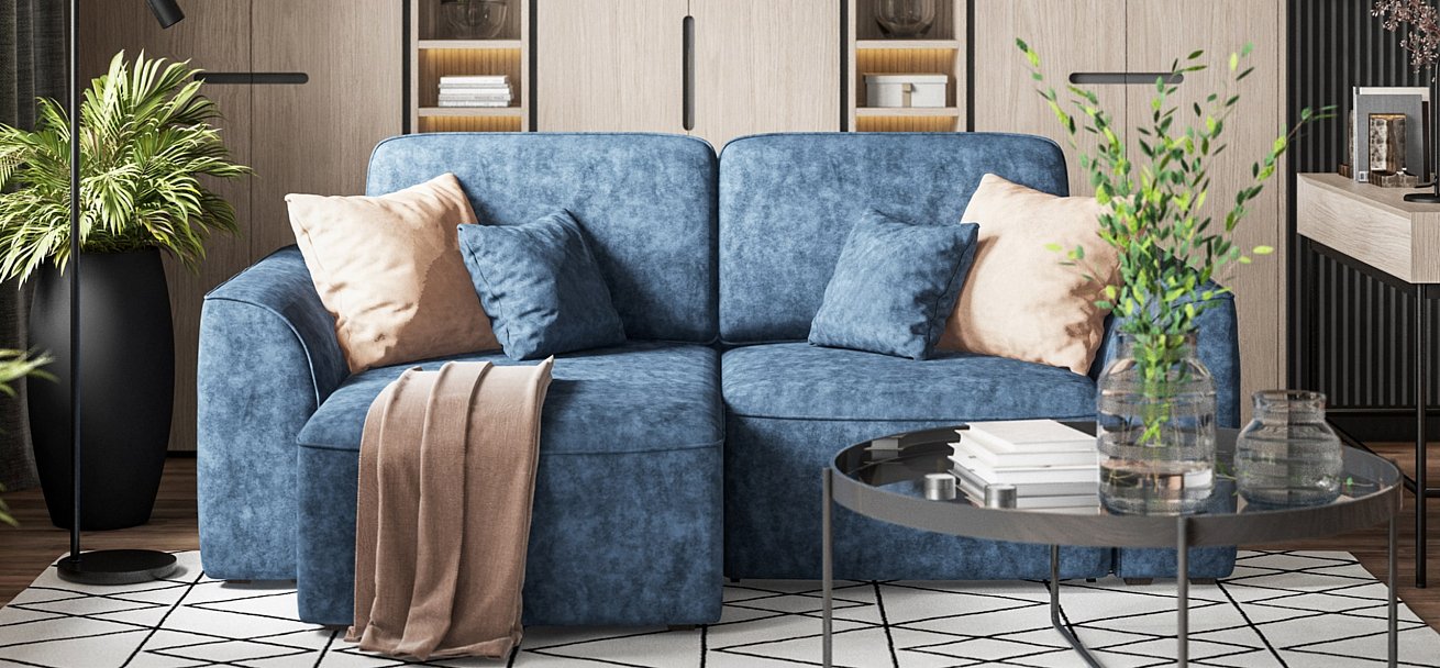 Угловой диван Кинг Модуль велюр Роял синий