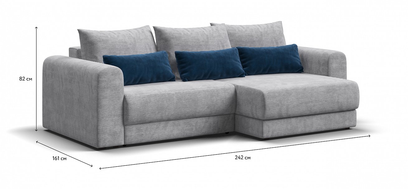 Модульный угловой диван Ричмонд Модуль Вельвет Корд серый